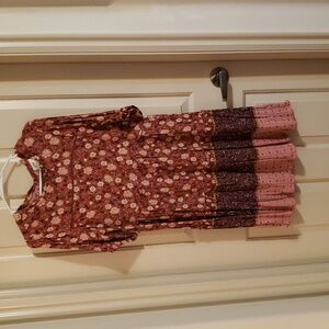 Knox Rose Brown Pinky Floral Boho Muni Dress M